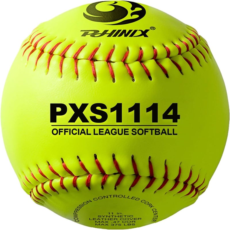 PHINIX Fast-Pitch Softballs Cork Core for Practice, Competitions 11" & 12" Options (COR .47 / Comp.375) - Image 1